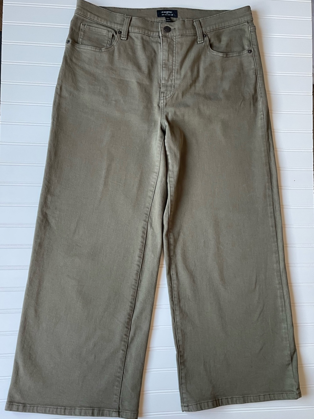 Banana Republic Military Green High Rise Wide Leg Khaki Stretch Jeans Size 32 14 - Picture 7 of 10